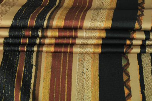 Tissu satin - imprimé ethnique rayé - ton beige - photo 2/5 | So Tissus