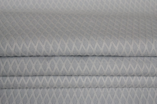 Tissu popeline de coton alvéolé - bleu ciel et blanc - photo 2/4 | So Tissus