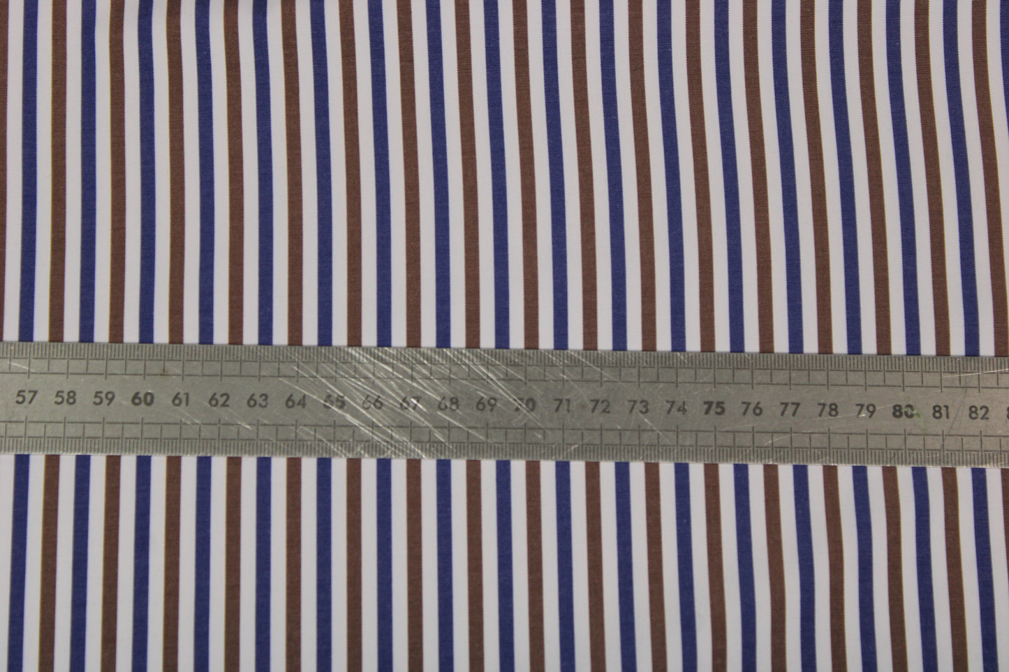 Tissu popeline - à rayures - bleu blanc et marron - photo 5/5 | So Tissus