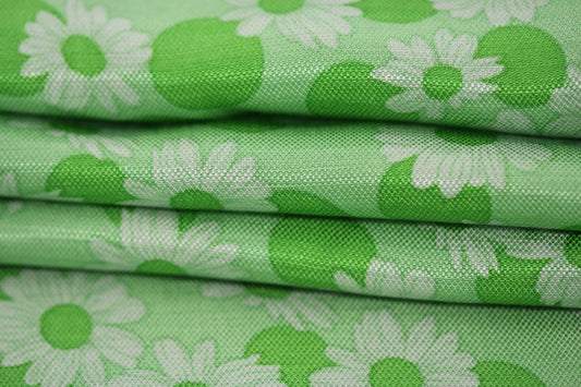 Tissu soie - imprimé marguerite - ton vert pomme - photo 2/4 | So Tissus