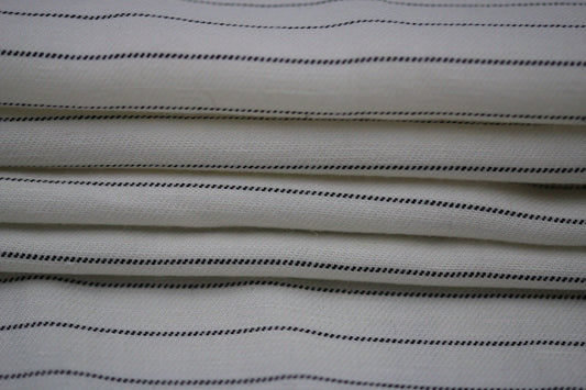 Tissu twill coton et lin -à rayures large - blanc et noir - photo 2/5 | So Tissus