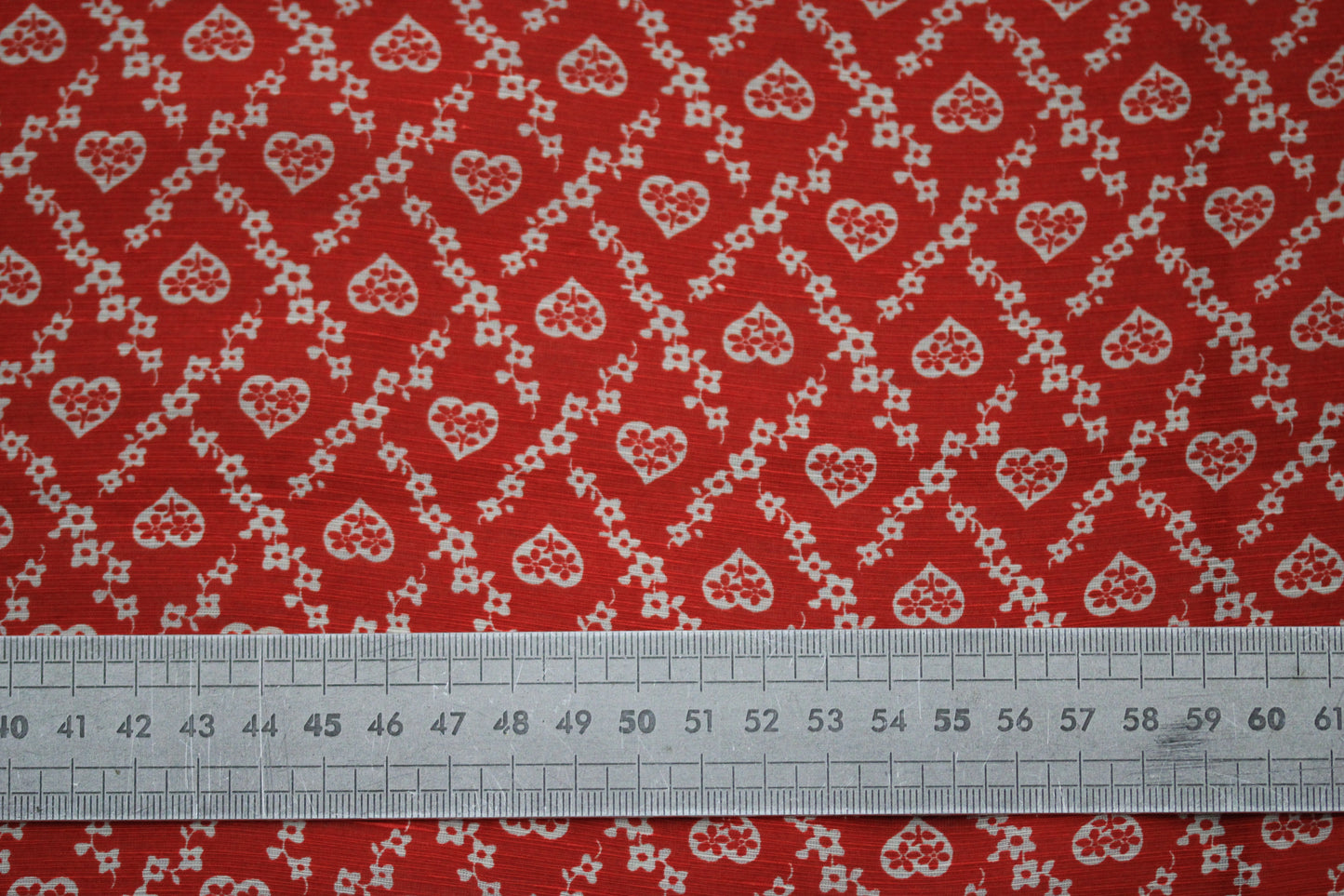 Tissu lin viscose - imprimé coeur fleuri - rouge et blanc - photo 5/5 | So Tissus