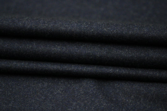 Tissu flanelle de laine et cachemire - bleu marine chiné