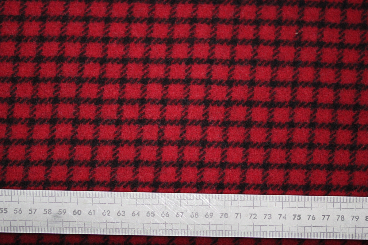 Tissu drap de laine - à carreaux - rouge et noir