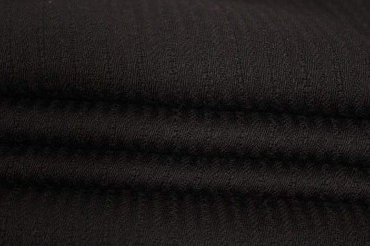 Tissu laine tailleur - à rayures tweed - noir - photo 2/4 | So Tissus