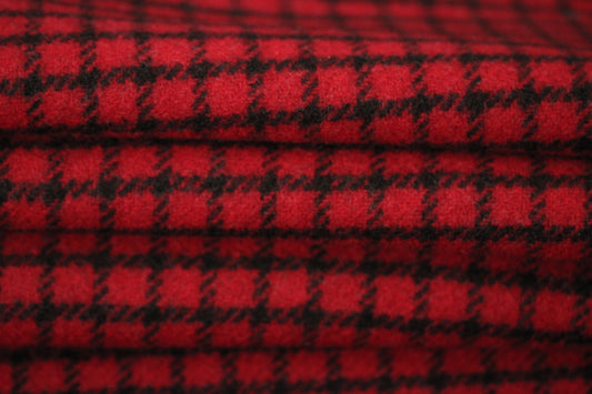Tissu drap de laine - à carreaux - rouge et noir