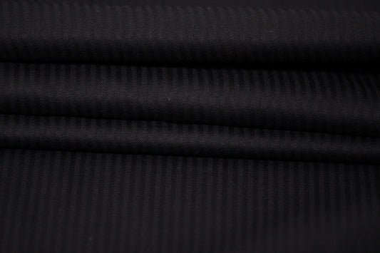 Tissu popeline de coton prestige - à rayures - noir ton sur ton
