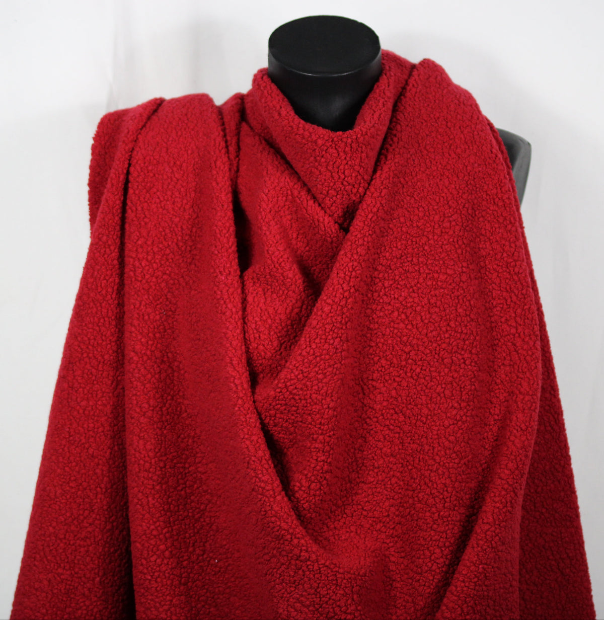 Tissu fausse fourrure en laine - rouge sang