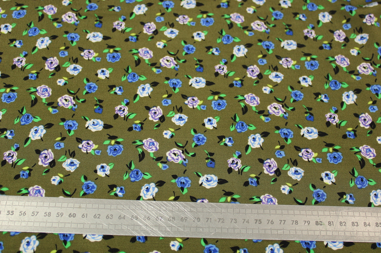 Tissu viscose - imprimé fleuri - ton kaki - photo 5/5 | So Tissus