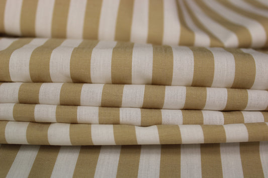 Tissu popeline coton - à rayures - blanc et beige - photo 2/5 | So Tissus