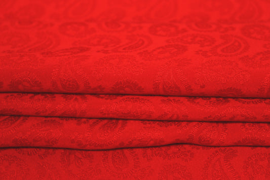 Tissu crêpe de soie - motif cachemire - rouge orangé - photo 2/4 | So Tissus