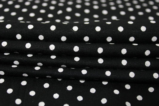 Tissu jersey coton - à pois - noir et blanc - photo 2/5 | So Tissus