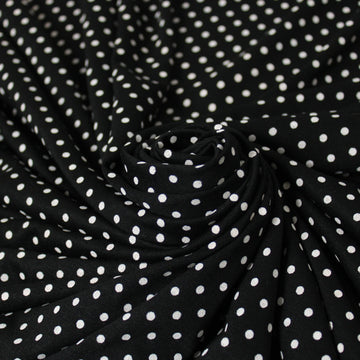 Tissu jersey coton - à pois - noir et blanc