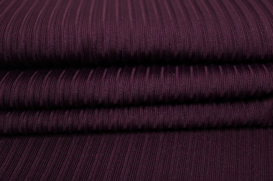 Tissu maille côtelé - prune - photo 2/3 | So Tissus