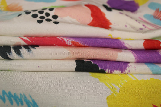Tissu lin -imprime tacheté - multicolore - photo 2/4 | So Tissus