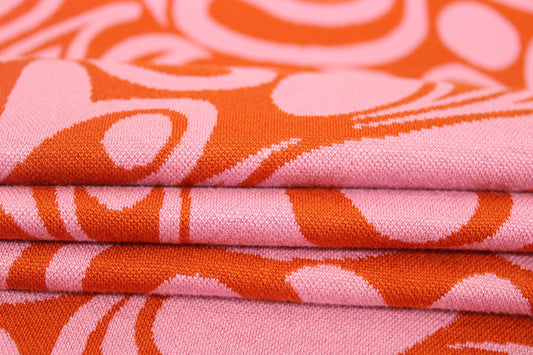 Tissu maille - imprimé rosace - rose et orange - photo 2/4 | So Tissus
