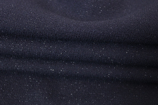 Tissu crêpe de laine - bleu marine et lurex argenté - photo 2/3 | So Tissus