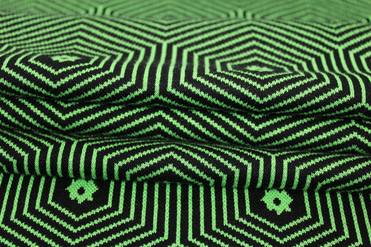 Tissu maille - imprimé géométrique - noir et vert - photo 2/4 | So Tissus