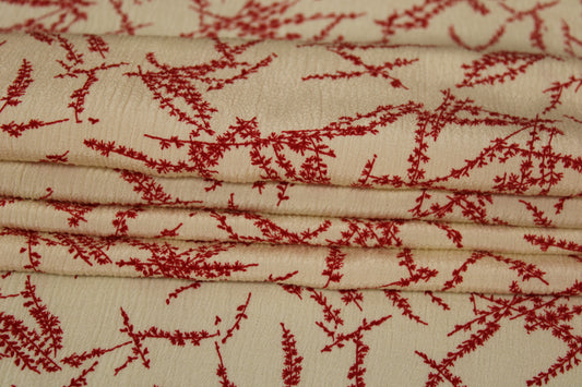 Tissu crêpon viscose - imprimé abstrait - blanc cassé et rouge - photo 2/4 | So Tissus