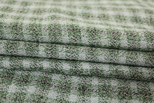 Tissu étamine de coton à carreaux - ton gris vert - photo 2/4 | So Tissus