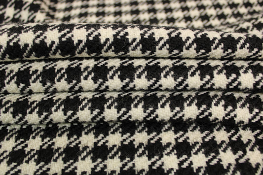 Tissu lainage pied de poule - noir et blanc - photo 2/4 | So Tissus
