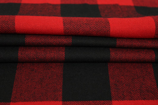 Tissu flanelle coton - à carreaux - noir et rouge - photo 2/4 | So Tissus