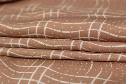 Tissu twill de soie - imprimé à carreaux - nude et blanc - photo 2/4 | So Tissus