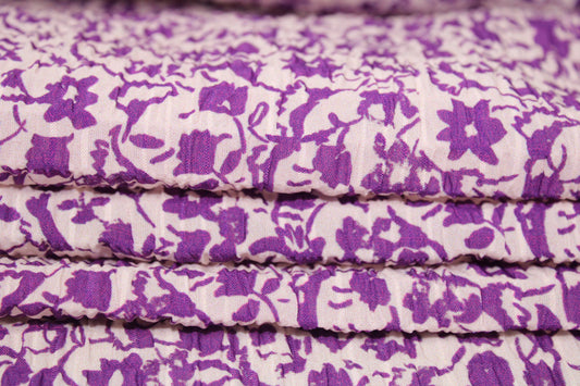 Tissu crêpon - petite fleurs - violet et blanc - photo 2/5 | So Tissus