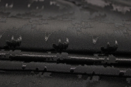 Tissu jacquard - imprimé pied de poule ton sur ton - noir - photo 2/5 | So Tissus