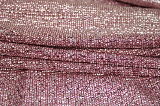 Tissu maille lurex - framboise et argenté - photo 2/4 | So Tissus