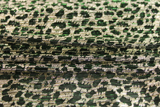 Tissu maille lurex - vert et doré - photo 2/5 | So Tissus