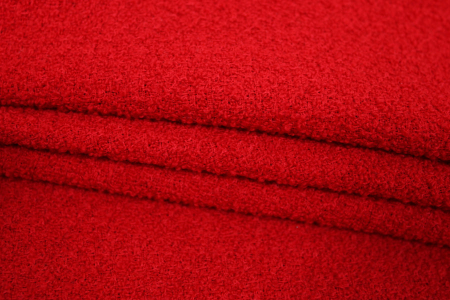 Tissu tweed de laine - rouge