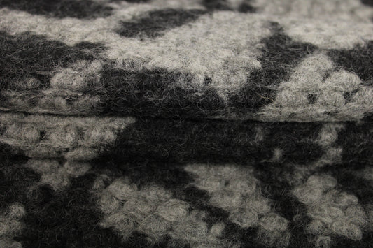 Tissu laine bouclette - noir et gris - photo 2/5 | So Tissus