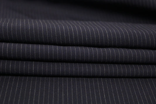 Tissu toile stretch - à rayures - bleu marine et gris - photo 2/4 | So Tissus