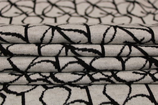 Tissu maille - imprimé doodling - écru et noir - photo 2/5 | So Tissus