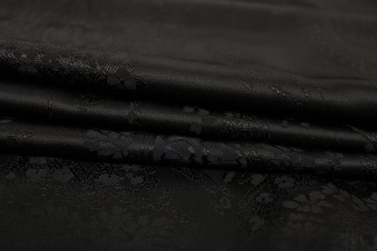 Tissu satin de soie - motif cachemire - noir - photo 2/4 | So Tissus
