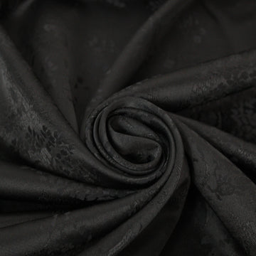 Tissu satin de soie - motif cachemire - noir