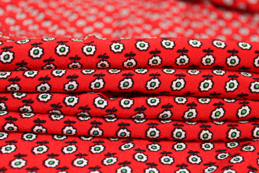 Tissu crêpe viscose - motif fleuri - rouge - photo 2/4 | So Tissus