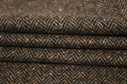 Tissu tweed laine chevron - ton moka chiné - photo 2/5 | So Tissus