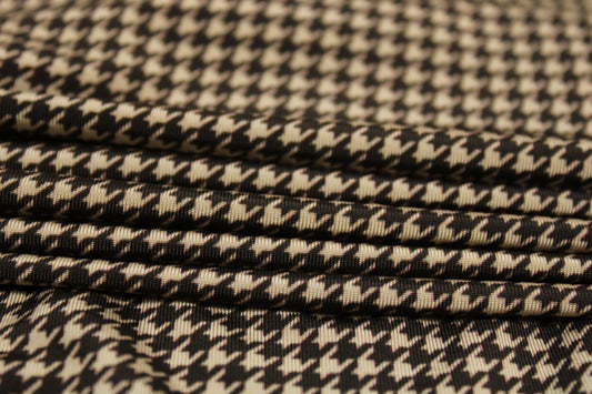 Tissu maille - imprimé pied de poule - marron et beige - photo 2/5 | So Tissus