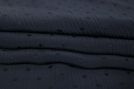 Tissu crêpon viscose - à pois - bleu marine - photo 2/5 | So Tissus