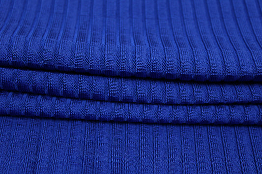 Tissu maille côtelé - bleu électrique - photo 2/4 | So Tissus