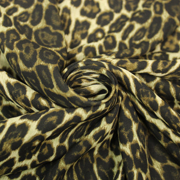 Tissu crêpe georgette - imprimé léopard - noir, marron et beige