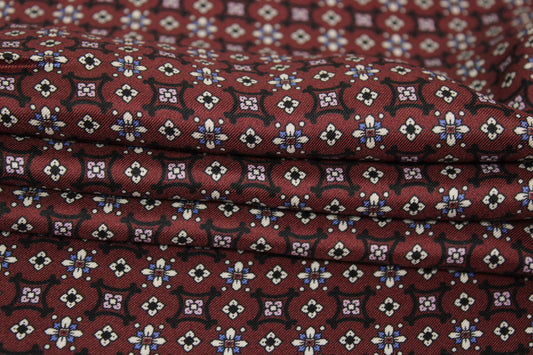 Tissu twill de soie - imprimé baroque - ton bourgogne - photo 2/5 | So Tissus