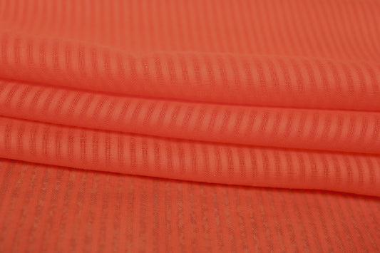 Tissu voile de coton - à rayures - orange vif - photo 2/4 | So Tissus