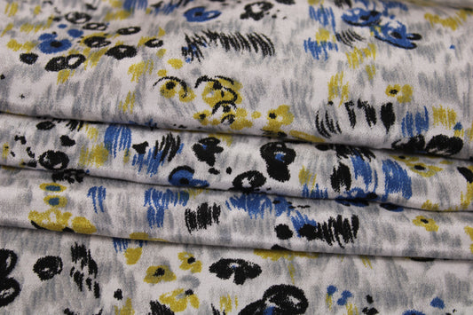 Tissu crêpe de chine 100% soie - imprimé champ de fleurs - ton gris - photo 2/5 | So Tissus