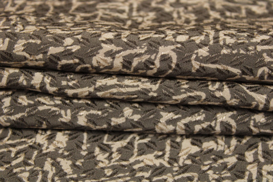 Tissu crêpe de chine 100% soie - imprimé tacheté - gris et beige - photo 2/5 | So Tissus