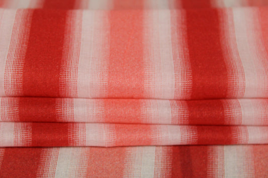Tissu voile de coton - imprimé rayé - ton orange - photo 2/5 | So Tissus