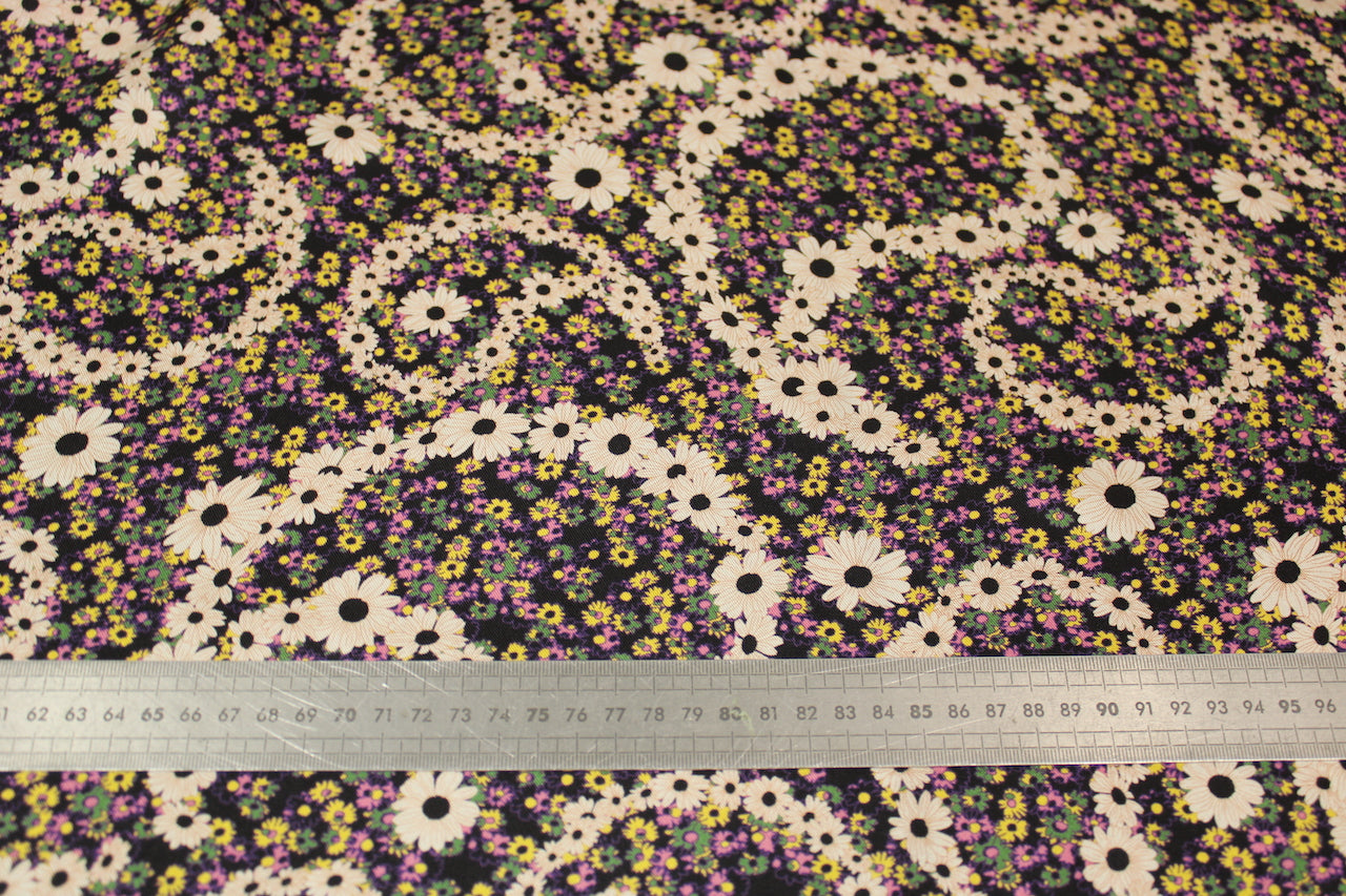 Tissu twill de soie - imprimé marguerite - ton écru - photo 5/5 | So Tissus