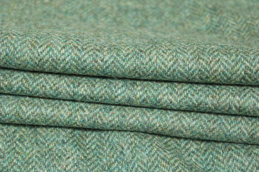 Tissu tweed de laine - à chevron - vert d'eau - photo 2/5 | So Tissus